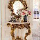 French Rococo Style  17C Madame Antoinette 35" Wall Console Table and Mirror Set