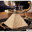 Ancient Egyptian Golden Pyramid of Giza 17.5" Sculptural-Glass Topped Table
