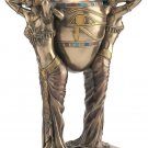 Art Deco Egyptian Style 15.3/8" Cold Cast Bronze Sculptural Vase Two Goddess