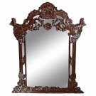Antique Replica Hand Carved Floral Mahogany Hapsburg  Empire 56" Wall Mirror