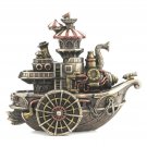Steampunk Ship  8" Inches Long Cold Cast Bronze Boat Statue