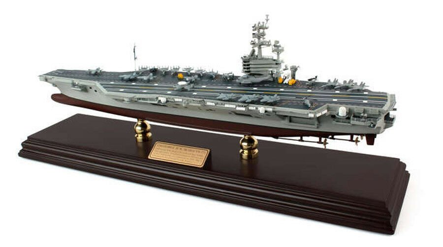 US Navy USS Intrepid Aircraft Carrier Wood Desktop Model Ship Assembled