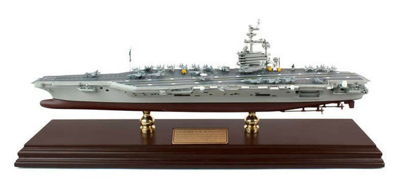 US Navy USS Intrepid Aircraft Carrier Wood Desktop Model Ship Assembled