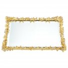 Elegant Golden Cornelia Beveled Mirror Vanity Tray With European Crystals