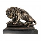 Art Deco Lion On Boar Iron & Marble Statue French Sculptor Antoine Louis Barye