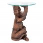 Good Fortune Moroccan Monkey Servant 21.5" Sculptural Glass Taped Side Table