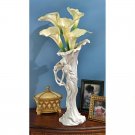 Art Nouveau Calla Lilly Maiden 15" Marble Resin Sculptural Vase By  Ernst Wahlis