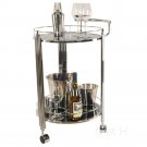 Art Deco 21"  Metal With Glass Round Serving Trolley Liquor Bar Assembled