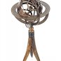 Armillary Brass Sphere Globe with Zodiac Signs 12" On Buffalo Horn Stand