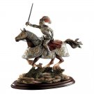 1500's Century Medieval Charging Knight On Horse Statue