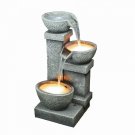 Cascading Three Bowl  34.50" Garden Fountain Statue with Pump And LED Lights