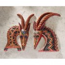 Ancien African East of the Serenge Antelopes Wall Masks Set  By  Artist Abiodun