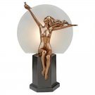 Art Deco Nude Woman With Pigeon Illuminated 14" Sculpture Lamp  Amedeo Gennarell