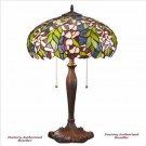 Antiqued Art Nouveau Wisteria Tiffany-Style Stained Glass 25" Table Lamp