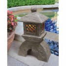 Garden Sacred Japanese Pagoda Lantern Solar Illuminated 16.5" Garden Statue