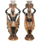 Muscular 1920's Style Egyptian Altar Candleholders 15" Servant Sculptures