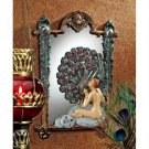 Art Nouveau Style Replica 1920 Peacock Nude Maiden Dreams 18" Wall Mirror