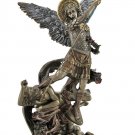 Archangel Saint Michael Slaying Lucifer With Flowers Cold Cast Bronze Statue