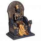 Ancient Egyptian Queen Nefertiti Ruler of Egypt Seating On Golden Throne Statue