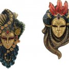 Italian Triple Feather And Fan Venetian Mask Wall Sculpture Gabriella Veronese