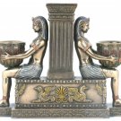 Art Deco Egyptian Twin Maidens Candle Holders Cold Cast Bronze 8.1/2" Statue