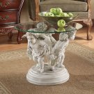 Italian Renaissance Replica Cherubs 18" Sculptural Glass Topped Sculptura Table