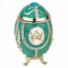 Antique Replica Double-Headed Russian State Imperial Eagle Green Jewelry Box