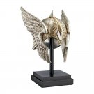 Ancient Medieval Valkyrie Helmet 20" Statue Upon Museum Mount
