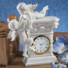 Baroque Twin Cherubs Bonded Marble Desktop 6.5" Clock