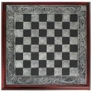 Artist Gary Chang's Premium Chess Wood Board in Faux Tooled Silver,Ebony, Wood