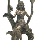 Art Nouveau Maden With Calla Lily Flowers Three Candle Holders Statue