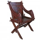 Antiqye Replica 16th Century Glastonbury Chair 39" Hand Carved Solid Mahogany