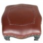 19th C.Victorian Rococo Style Solid Mahogany Faux Leather 15" Ottoman
