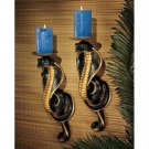 Ancient Style Egyptian Cobra Goddess 10" Wall Sculpture Candleholders Set of 2