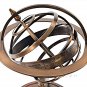 Antique Armillary Brass Desktop Globe Sphere 11" Wood Base with Zodiacs Compass