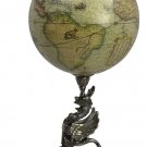Antiqued Old World Mercator Terrestrial Globe on Bronze Griffon Statue Authentic
