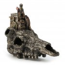 Steampunk Decorative Skull With Steam Engene 8.1/4" Cold Cast Bronze Statue