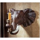 Magical Good Fortune Elephant Candleholder Handmade 9.5" Wall Sculpture
