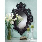 Antique Replica 17th Century French Style Rococo 36.5" Ebony Salon Wall Mirror