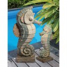 Contemporary Art Sea Biscuit Seahorse 25.50 " Handmade Garden Statue Set Of Two