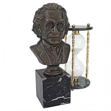 Albert Einstein Cast Iron 13" Desktop Bust on Natural Marble Stand