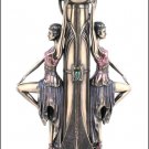Art Deco Two Maidens Holding Candle Holders Cold Cast Bronze 12" Statue