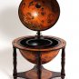 Old World Globe 13" Diameter Wine Bar 22" Wood Stand Rack Liquor Bottle Holder