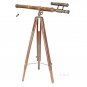 Antique Replica Double Barrel Harbor Master Telescope 62" Brass Finish Model