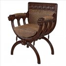 Italian Renaissance San Lorezo Hand Carved Solid Mahogany 39" Cross Frame Chair