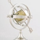 Armillary Desktop Globe Sphere Spins North and South Poles 12.5"  Nickel Finish