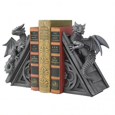 Bookends Medieval Gothic Castle Dragons Statues Set of Two
