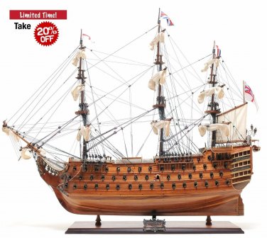 HMS Victory Admiral Nelson Flagship Tall Ship 37" Built Wooden Model Assembled