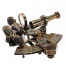 Antique Nautical Marine Bronze Ship's Sextant In Wooden Case Maritime Decor