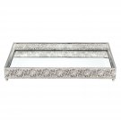 Elegant Large Silver Winsdor Beveled Mirror Vanity Tray With European Crystals